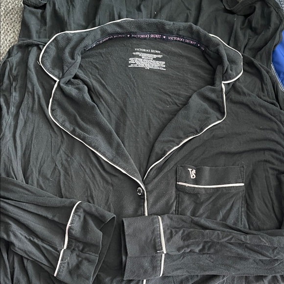 Victoria's Secret Black Modal Button-Front Sleep Shirt with Pink Trim - Picture 4 of 5